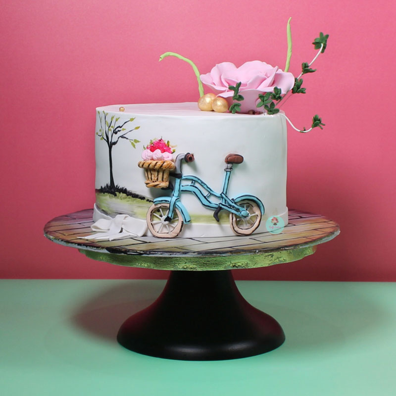 Girls Bicycle Theme Cake