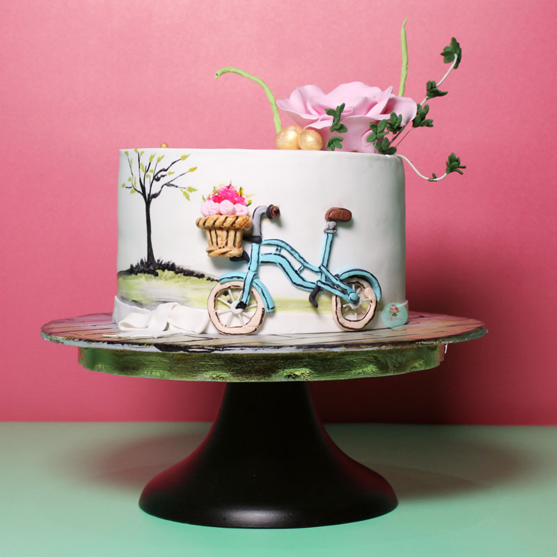 Girls Bicycle Theme Cake