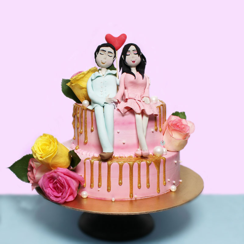 Double Tier Couple Theme Cake