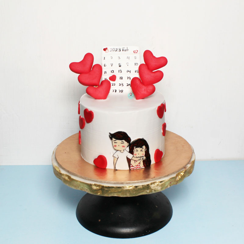 Edit Romantic Anniversary Cake For Couple With Name