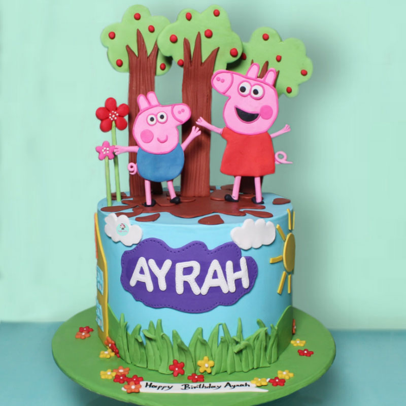 Buy 1st Birthday Peppa Pig Theme Cake Online, Midnight Delivery - GiftzBag