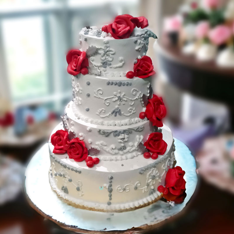 4 TIER WEDDING CAKE – 6KG – Kolkata Flower Shop